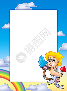 带翅膀的箭头与Cupid 4的情人框架背景
