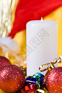 圣诞节死寂生命 新年 假期 装饰品 红色的 蜡烛背景图片
