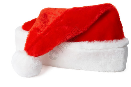 红圣诞老人帽子 毛皮 派对 圣诞节 红色的 假期 白色的背景图片