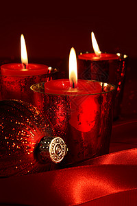 带丝带的红蜡烛背景图片