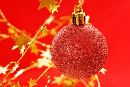 圣诞节装饰 假期 花环 庆典 红色的 星星背景图片
