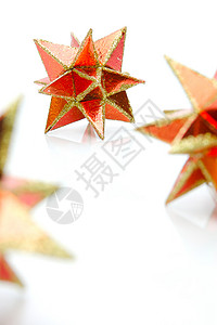 圣诞星 装饰品 季节 金子 树 白色的 喜庆的背景图片