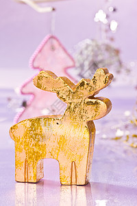 黄金鹿 假期 装饰品 冷杉 人造的背景图片