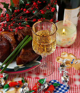 长程中国家庭餐 绿色的 庆典 冬天 蜡烛 金子 假期背景图片