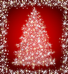 红背景的圣诞星树背景图片