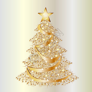 金色圣诞恒星树背景背景图片