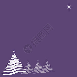 圣诞树和紫色星星背景图片