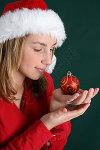 圣诞女孩 白色的 球 脸 手 红色的 季节性的 脆弱的背景图片