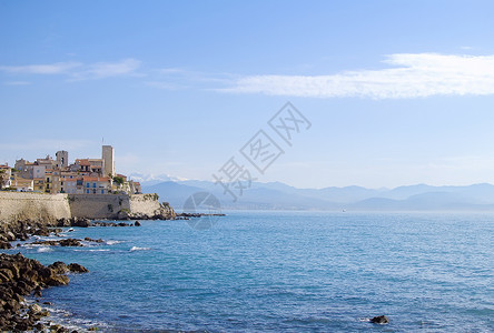 月度海岸 阿尔卑斯山 岩石 蔚蓝海岸 自然 城堡背景图片