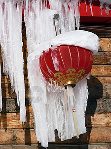 中国雪村的红灯笼背景图片