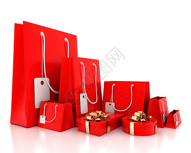大销售 折扣 包装 金子 假期 购物 圣诞节 新年 白色的背景图片