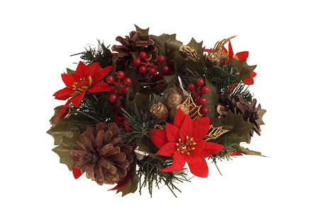 圣诞节装饰 花的 锥体 桌子 花圈背景图片