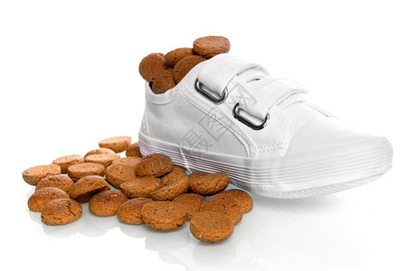 鞋 食物 糖果 十二月 传统的 圣诞老人 饼干 典型的背景图片