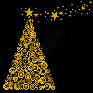 摘要 圣诞树 带圆形星和心 邀请函 喜庆的 假期背景图片