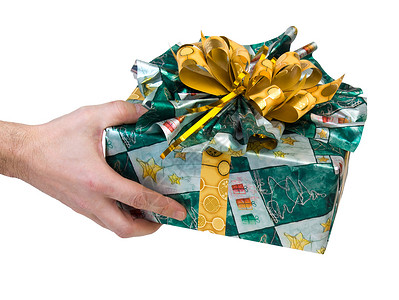 赠礼礼物 绿色的 圣诞节 问候语 庆典 白色的背景图片