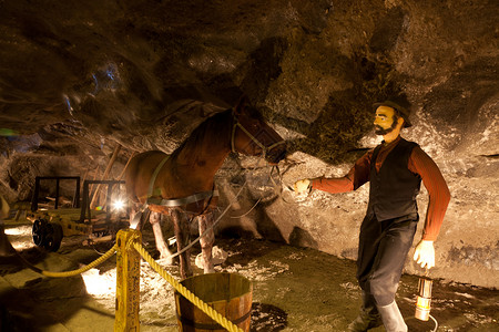 起锚机Wieliczka 盐矿 走廊 水晶 假期 轴背景