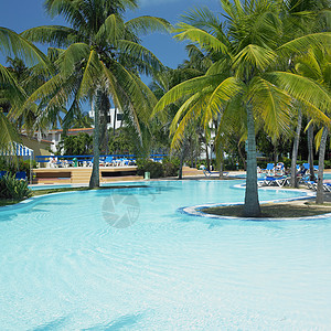 古巴Varadero的旅馆游泳池 水 巴拉德罗高清图片