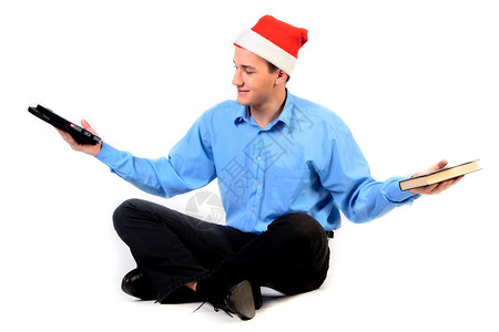 圣诞礼物 假期 教育 数字化 电子书 电子的 帽子 展示背景图片