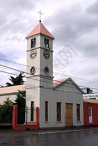乌斯怀亚教堂 风景 美国 阿根廷 尖顶 钟 最南端背景图片