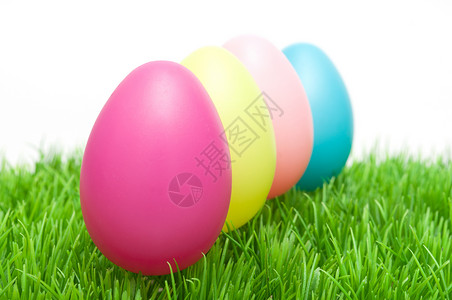 复活鸡蛋 复活节彩蛋 草 春天背景图片