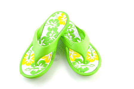 绿色夏季绿拖鞋背景图片