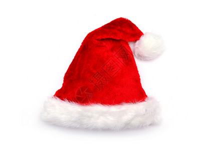 白色背景的圣达卡红帽子 一月 假期 快乐的 装饰品 圣诞节背景图片