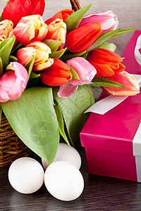 粉色和多彩的郁金香丽花喜庆东方装饰品 优雅背景图片