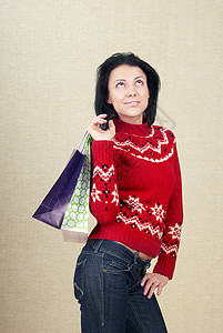 专柜 毛衣 假期 女性 漂亮的 礼物 欢乐 快乐的背景图片