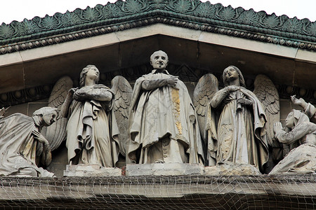 保罗惊人圣文森特·德保罗教堂 巴黎 门 信仰 古老的 古董背景