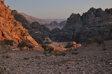 环绕约旦佩特拉河 世界 东方 考古学 小路 古老的 旅游背景图片
