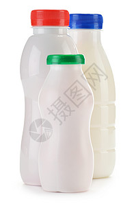 与塑料瓶奶制品的组合物 瓶子 白色的 喝 产品背景图片