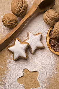 饼干 星星 橙子 卡路里 假期 甜的 庆祝 庆典背景图片