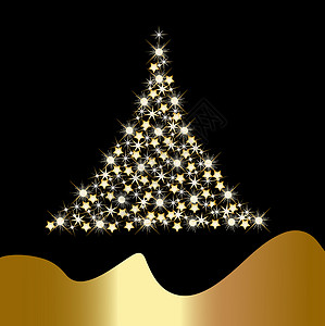 闪亮的金色圣诞树 海浪 装饰品 假期 闪耀 正方形背景图片