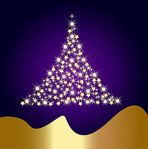 闪亮的金色圣诞树 装饰品 华丽的 优雅 明信片背景图片