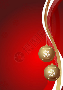 红色的圣诞节装饰 配有金子高清图片