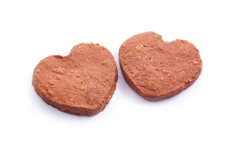 两颗心型巧克力曲奇饼高清图片