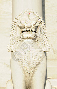 古老的守护神狮子雕塑 在塔伊兰寺庙前 冥想图片