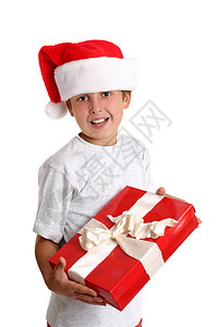 带圣诞礼物的幸福儿童背景图片