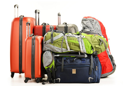 行李 包括大型行李箱 背包和旅行袋 假期 车站图片