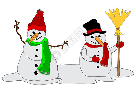 雪人 假期 刷子 围巾 圣诞贺卡 快乐的 帽子 帽背景图片
