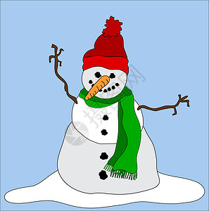 Snowman 雪人说明 插图 围巾 圣诞节 卡通片背景图片