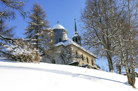 冬季教堂 冬天 梅杰夫 欧洲 雪 地标 滑雪 晒黑图片