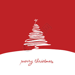 圣诞树 白色的 冬天 问候语 庆典 手写的 绘画 画 插图背景图片
