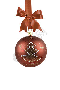 圣诞节红装饰 玩具 展示 弓 反射 白色的背景图片