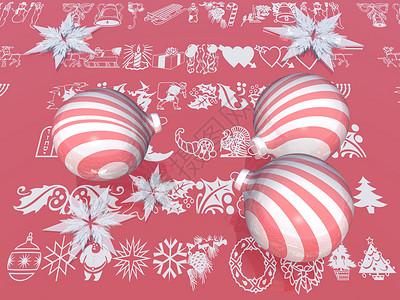 圣诞球 插图 喜庆的 传统 红色的 庆祝 雪花 装饰品背景图片