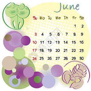 6月的第3个星期日2012年6月节假日背景