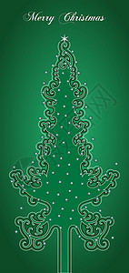 圣诞树 星星 圣诞节 卷曲 假期 绿色的 插图 卡片 圣诞节快乐背景图片