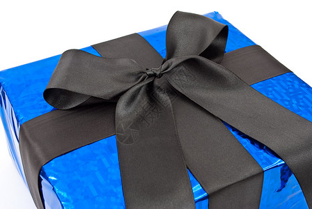 带黑弓的礼品盒 丝带 白色的 展示 蓝色的 手工制作的 礼物背景图片