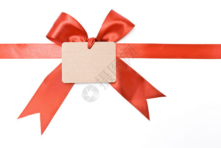 空白纸板礼品标签 红色的 写 价钱 庆典 弓背景图片
