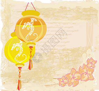中华新年贺卡 灯笼 庆典 插图 东方 日本 假期 横幅背景图片